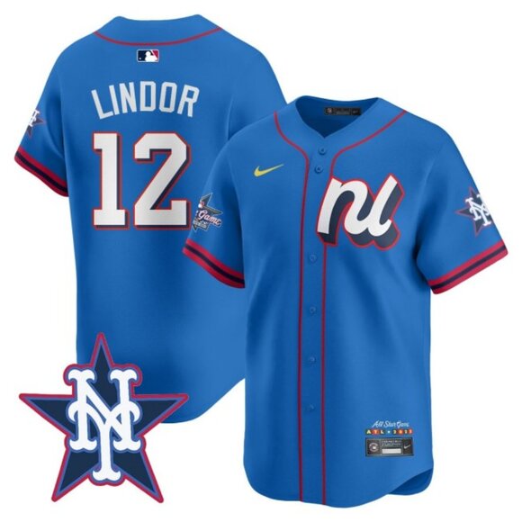 Mens Youths Kids Womens Francisco Lindor Blue 2025 All Star Jersey Stitched